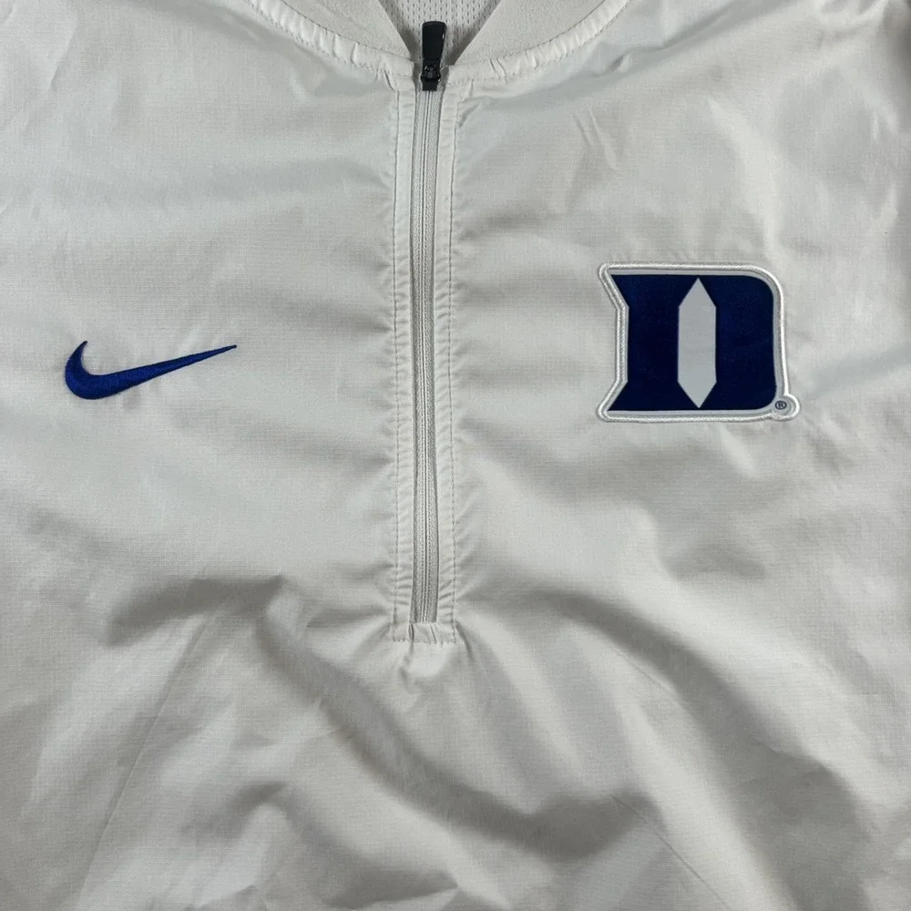 Nike Dri Fit Duke Blue Devils Football Sideline Jacket 1/4 Zip White Men's Sz XL